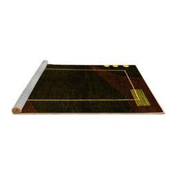 Sideview of Machine Washable Oriental Yellow Modern Rug, wshabs4240yw