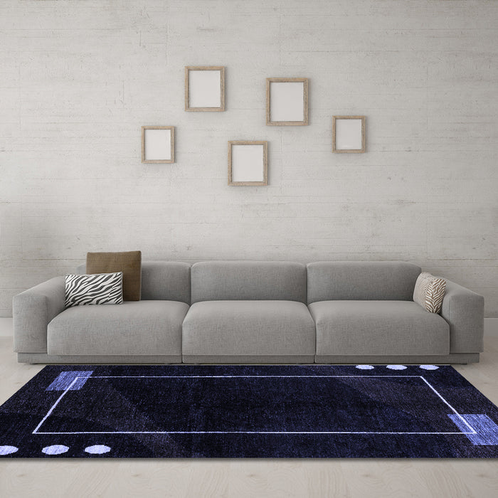 Machine Washable Oriental Blue Modern Rug in a Living Room, wshabs4240blu