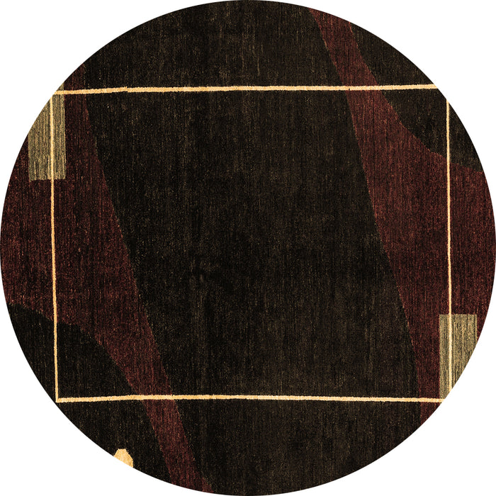 Round Machine Washable Oriental Brown Modern Rug, wshabs4240brn