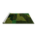 Sideview of Machine Washable Oriental Green Modern Area Rugs, wshabs4241grn