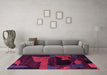 Machine Washable Oriental Pink Modern Rug in a Living Room, wshabs4241pnk