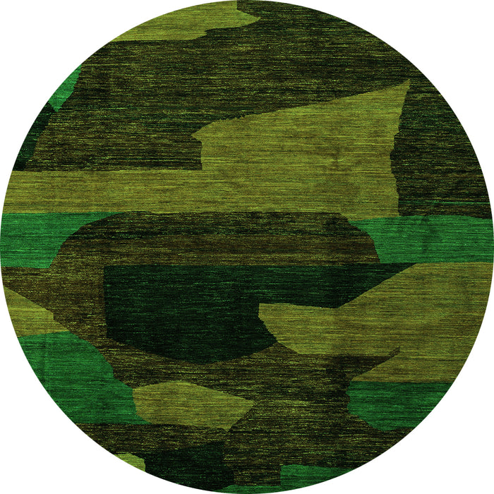 Round Oriental Green Modern Rug, abs4241grn