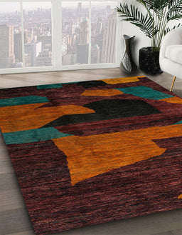 Abstract Red Oriental Rug in Family Room, abs4241