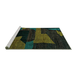 Sideview of Machine Washable Oriental Turquoise Modern Area Rugs, wshabs4241turq