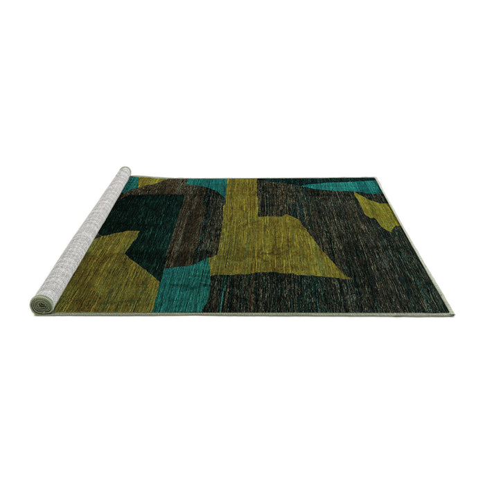 Sideview of Machine Washable Oriental Turquoise Modern Area Rugs, wshabs4241turq