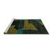 Sideview of Machine Washable Oriental Turquoise Modern Area Rugs, wshabs4241turq