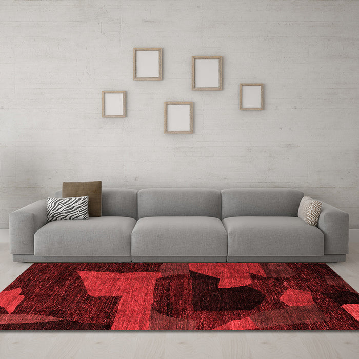 Modern Red Washable Rugs