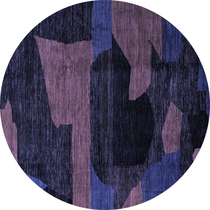 Round Machine Washable Oriental Blue Modern Rug, wshabs4241blu