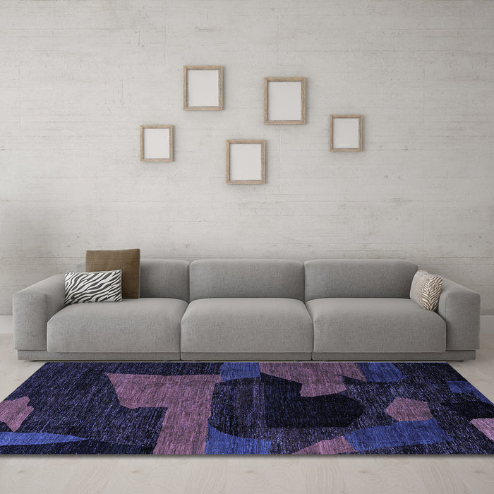 Machine Washable Oriental Blue Modern Rug in a Living Room, wshabs4241blu