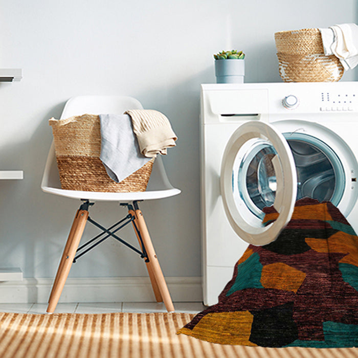 Machine Washable Abstract Night Red Rug in a Washing Machine, wshabs4241