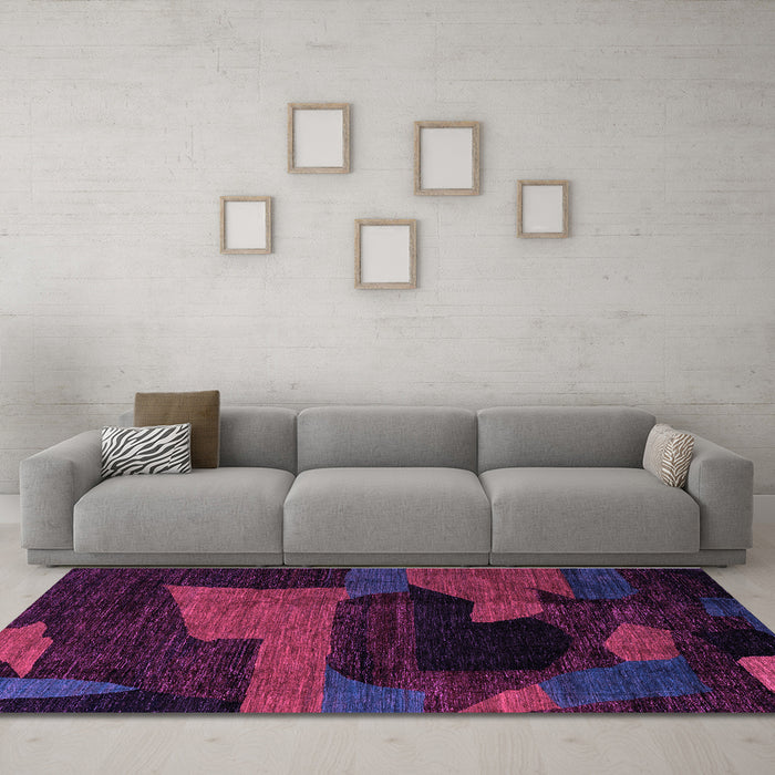 Machine Washable Oriental Purple Modern Area Rugs in a Living Room, wshabs4241pur