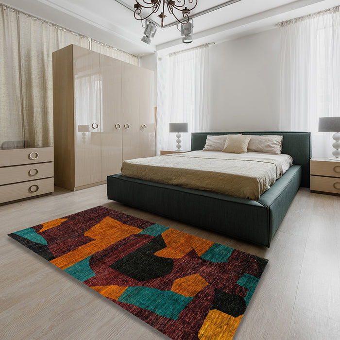 Abstract Red Oriental Rug in a Bedroom, abs4241