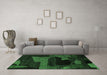 Machine Washable Oriental Emerald Green Modern Area Rugs in a Living Room,, wshabs4241emgrn