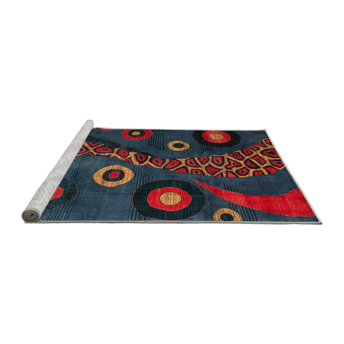 Sideview of Machine Washable Abstract Vermilion Red Rug, wshabs4242