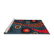 Sideview of Machine Washable Abstract Vermilion Red Rug, wshabs4242