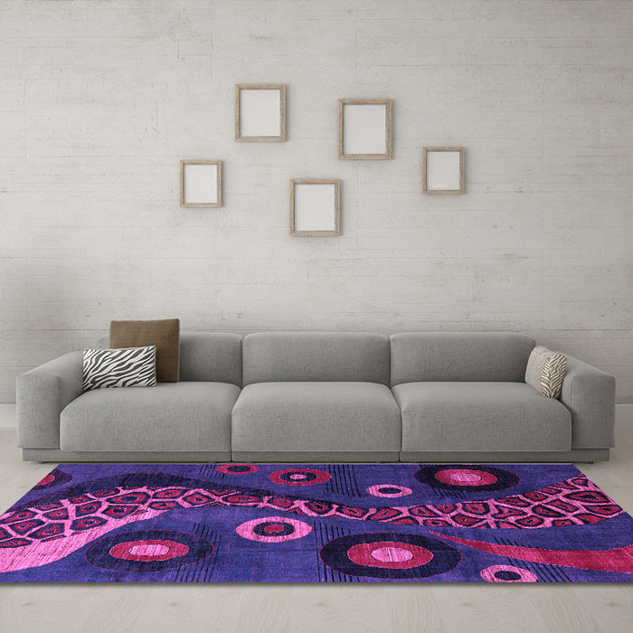 Machine Washable Oriental Purple Modern Area Rugs in a Living Room, wshabs4242pur