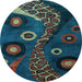 Round Oriental Light Blue Modern Rug, abs4242lblu