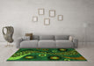 Machine Washable Oriental Green Modern Area Rugs in a Living Room,, wshabs4242grn