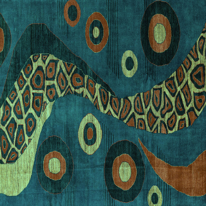 Square Machine Washable Oriental Turquoise Modern Area Rugs, wshabs4242turq