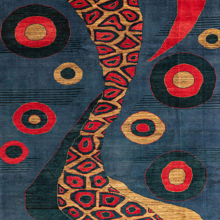 Machine Washable Abstract Vermilion Red Rug, wshabs4242