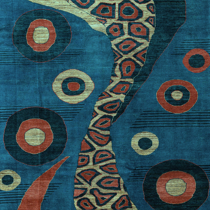 Machine Washable Oriental Light Blue Modern Rug, wshabs4242lblu