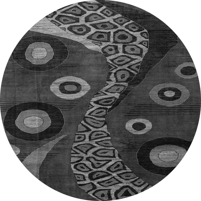 Round Machine Washable Oriental Gray Modern Rug, wshabs4242gry