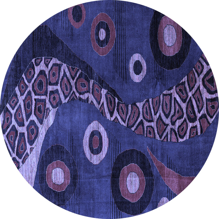 Round Machine Washable Oriental Blue Modern Rug, wshabs4242blu