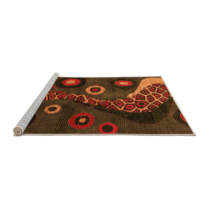 Sideview of Machine Washable Oriental Orange Modern Area Rugs, wshabs4242org