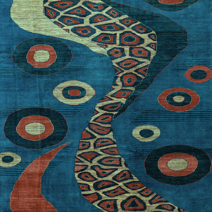 Square Machine Washable Oriental Light Blue Modern Rug, wshabs4242lblu