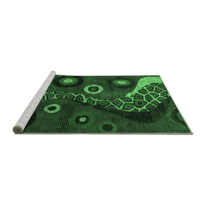 Sideview of Machine Washable Oriental Emerald Green Modern Area Rugs, wshabs4242emgrn