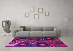 Machine Washable Oriental Pink Modern Rug in a Living Room, wshabs4242pnk