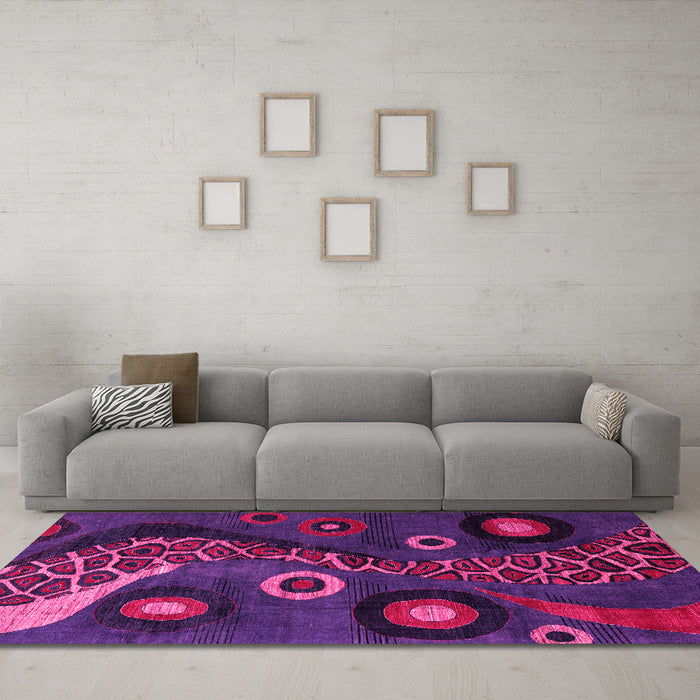 Machine Washable Oriental Pink Modern Rug in a Living Room, wshabs4242pnk