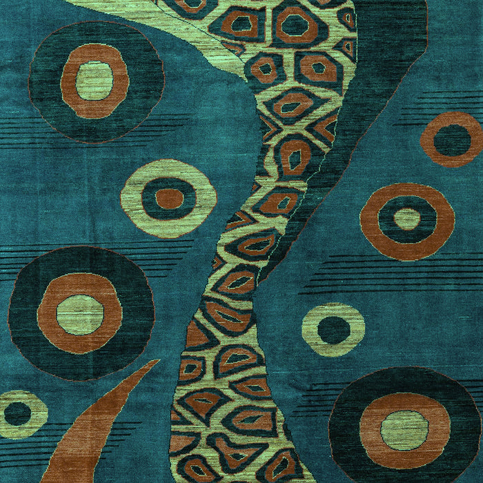 Machine Washable Oriental Turquoise Modern Area Rugs, wshabs4242turq