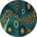 Round Oriental Turquoise Modern Rug, abs4242turq