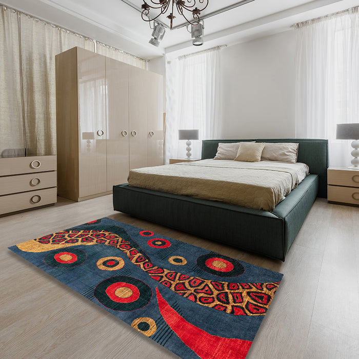 Abstract Red Oriental Rug in a Bedroom, abs4242