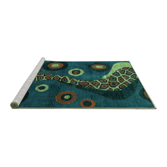 Sideview of Machine Washable Oriental Turquoise Modern Area Rugs, wshabs4242turq
