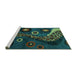 Sideview of Machine Washable Oriental Turquoise Modern Area Rugs, wshabs4242turq