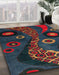 Machine Washable Abstract Vermilion Red Rug in a Family Room, wshabs4242