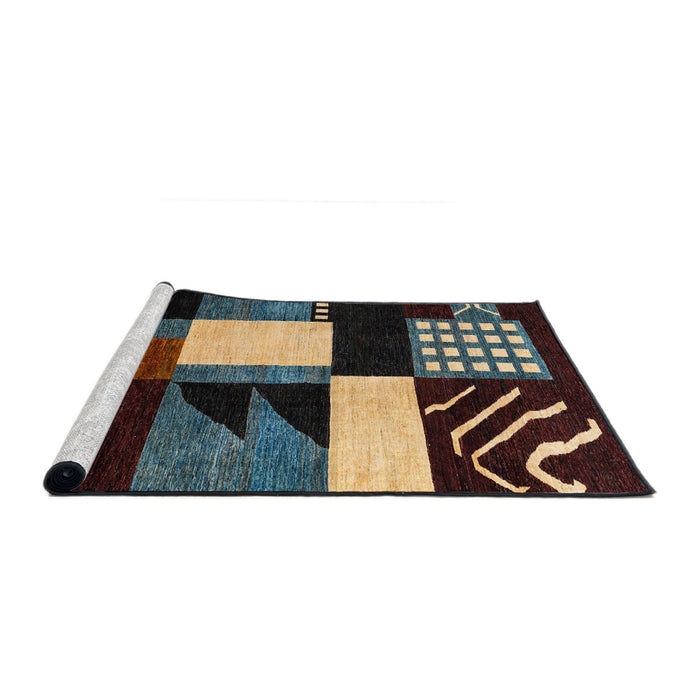 Sideview of Machine Washable Abstract Night Red Rug, wshabs4243