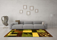 Machine Washable Oriental Yellow Modern Rug, wshabs4243yw