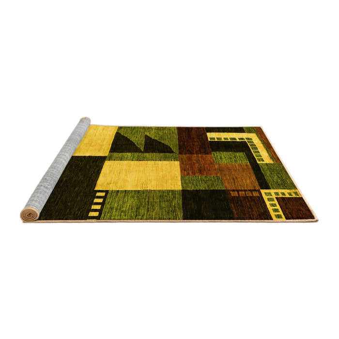 Sideview of Machine Washable Oriental Yellow Modern Rug, wshabs4243yw