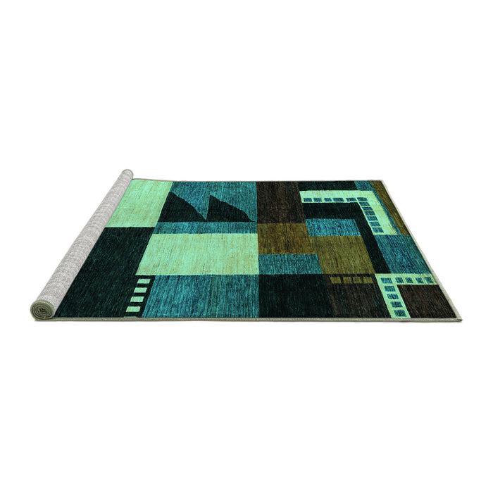 Sideview of Machine Washable Oriental Turquoise Modern Area Rugs, wshabs4243turq