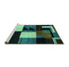 Sideview of Machine Washable Oriental Turquoise Modern Area Rugs, wshabs4243turq