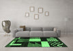 Machine Washable Oriental Emerald Green Modern Area Rugs in a Living Room,, wshabs4243emgrn