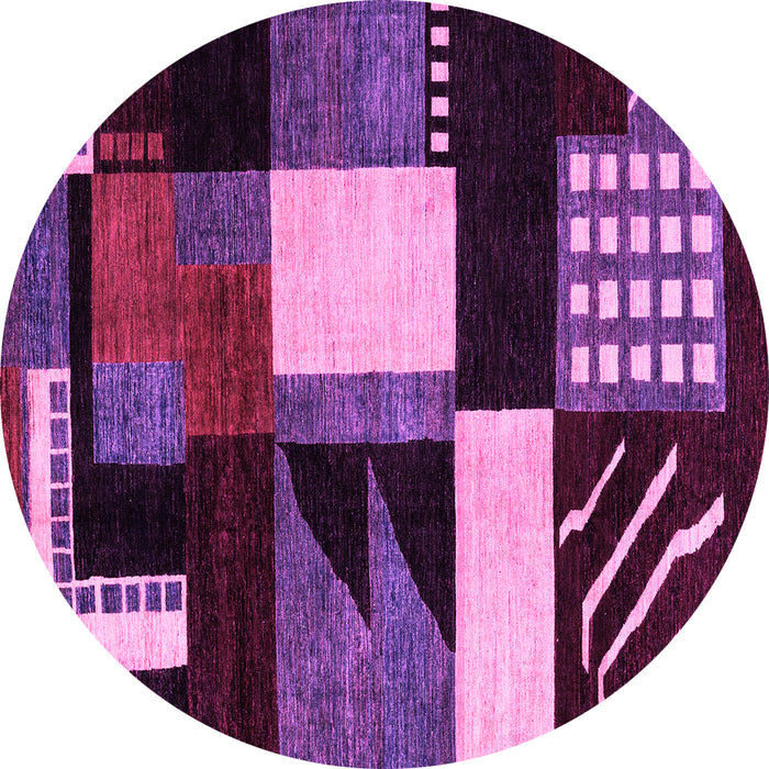 Round Machine Washable Oriental Pink Modern Rug, wshabs4243pnk