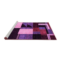 Sideview of Machine Washable Oriental Pink Modern Rug, wshabs4243pnk