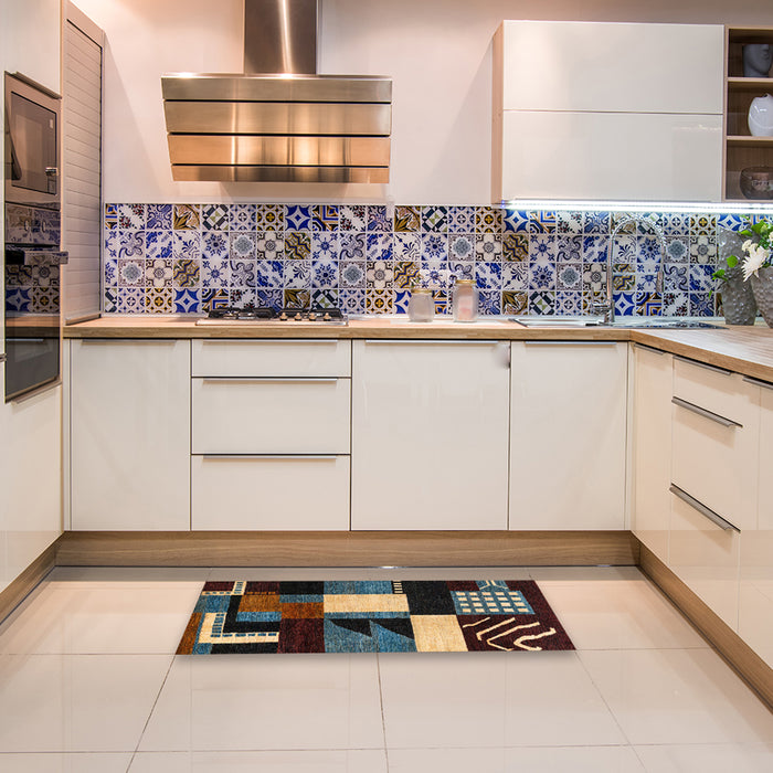 Abstract Red Oriental Rug in a Kitchen, abs4243