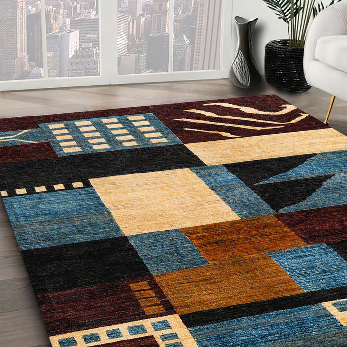 Machine Washable Abstract Night Red Rug in a Family Room, wshabs4243