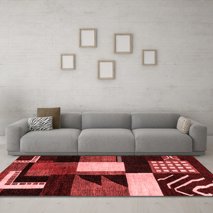 Modern Red Washable Rugs
