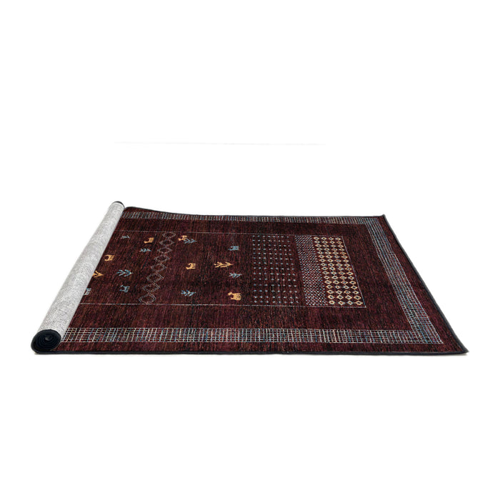 Sideview of Machine Washable Abstract Coffee Brown Rug, wshabs4244